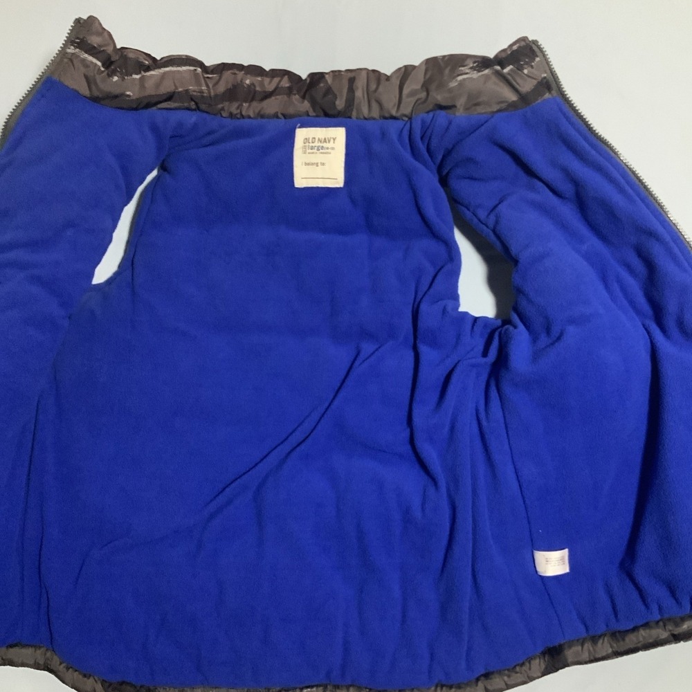 Old Navy Abstract Stripe Puffer Fleece‎ Lined Maroon Kids Large - Picture 3 of 6